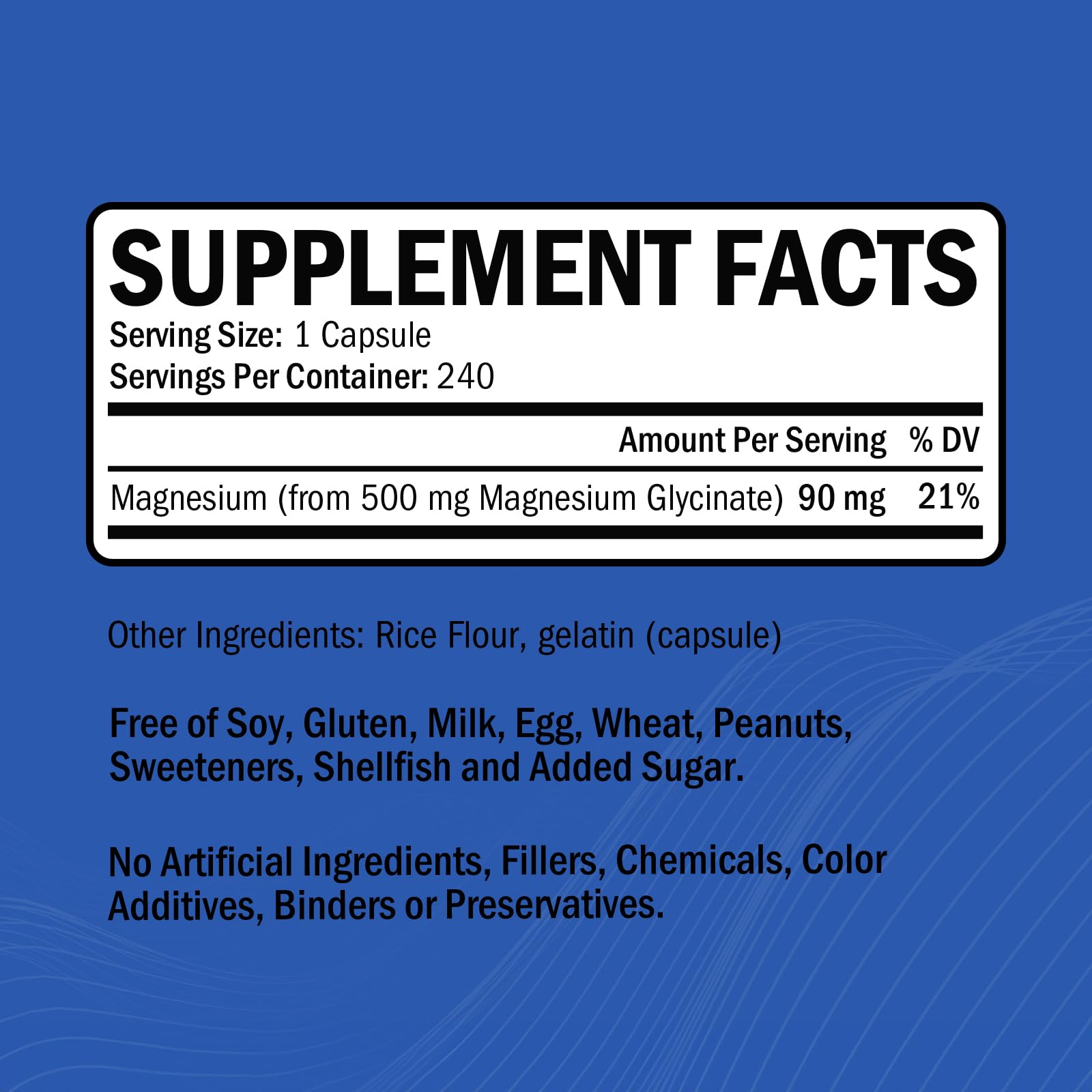 Magnesium Glycinate 500mg bottle back label