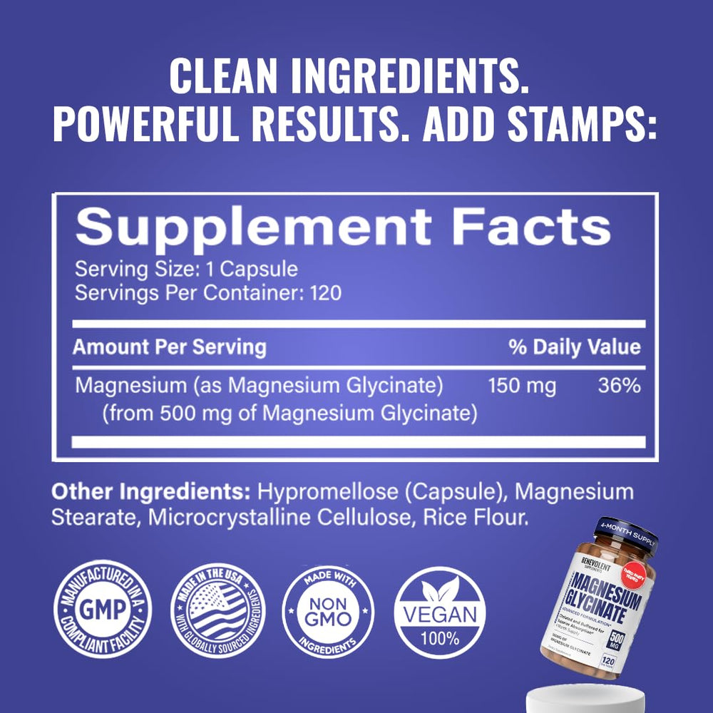 Made in USA facility label for magnesium glycinate