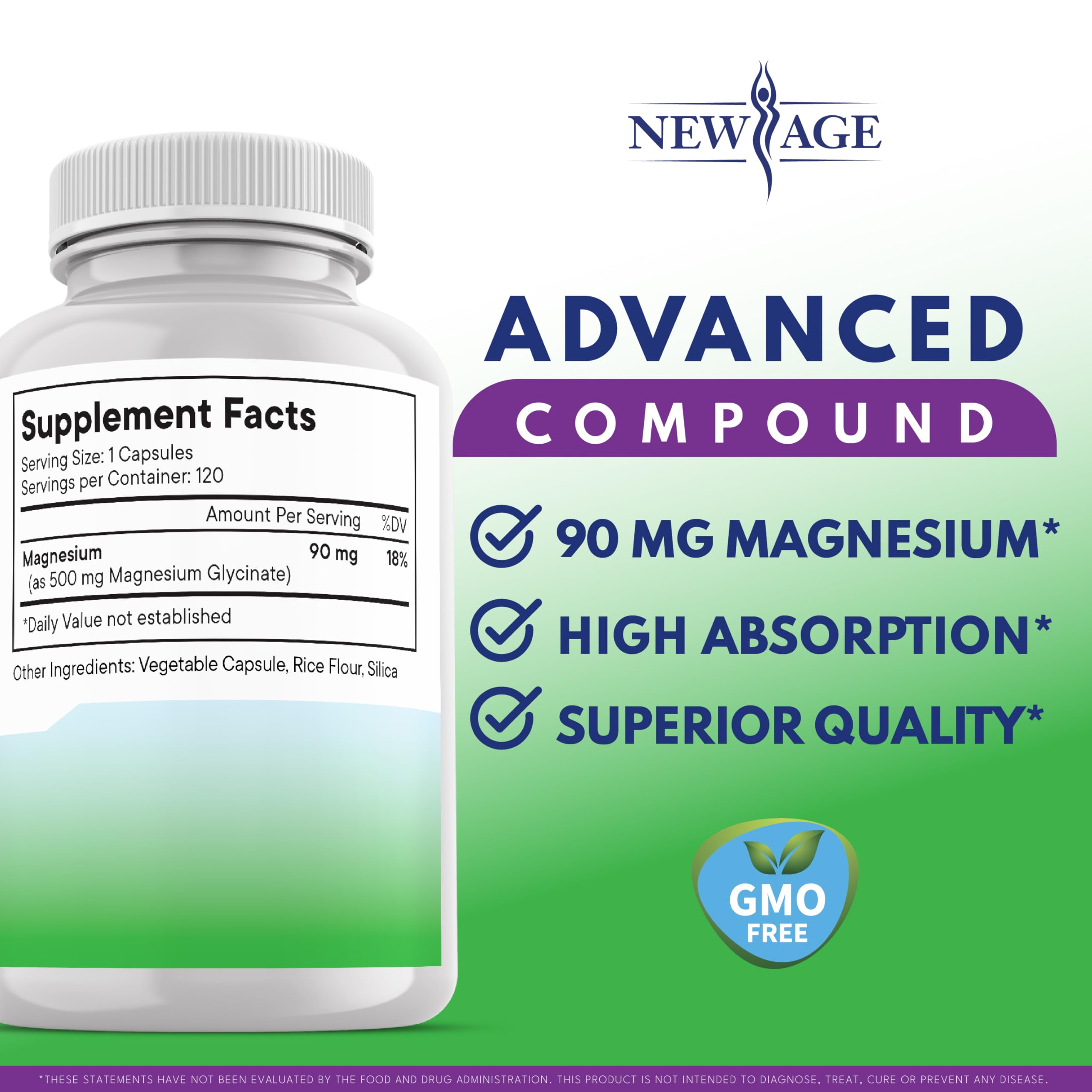 Magnesium Glycinate 500mg capsules – side view