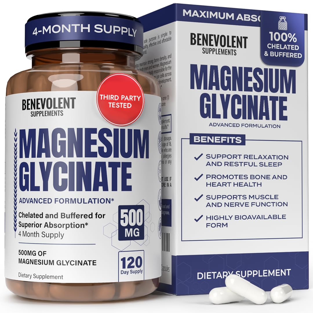 Bottle of Magnesium Glycinate 500mg capsules