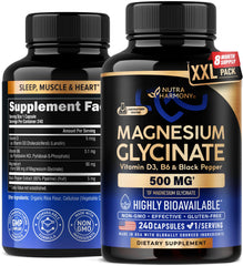 Magnesium Glycinate 500 mg bottle front view