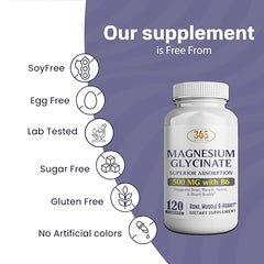 Close-up of magnesium glycinate 500mg tablet