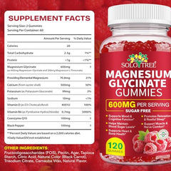 Magnesium glycinate 600mg per two gummies illustration