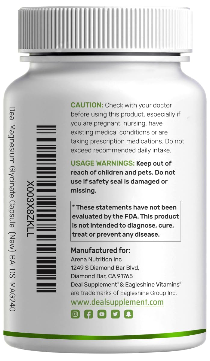 Lifestyle shot of magnesium glycinate bottle on a countertop