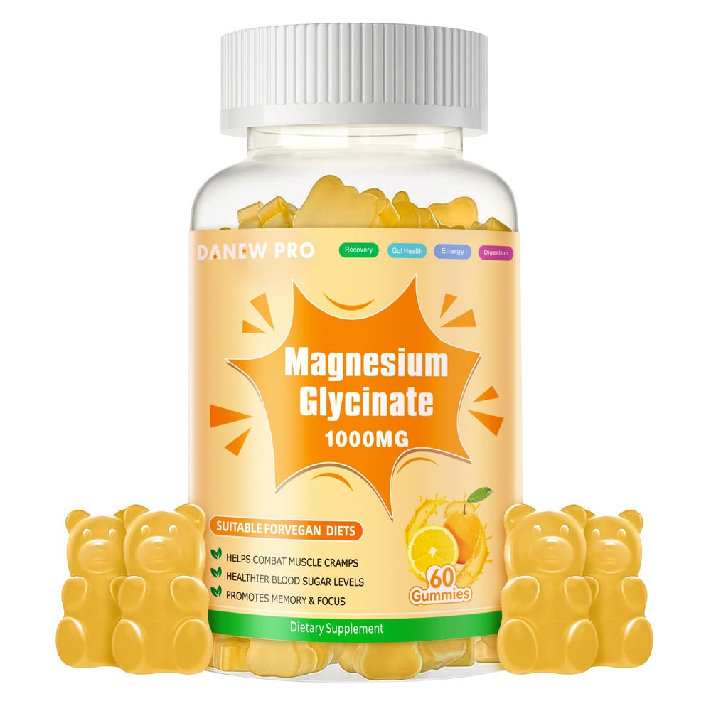 Bottle of Magnesium Glycinate Gummies 1000mg with orange flavor