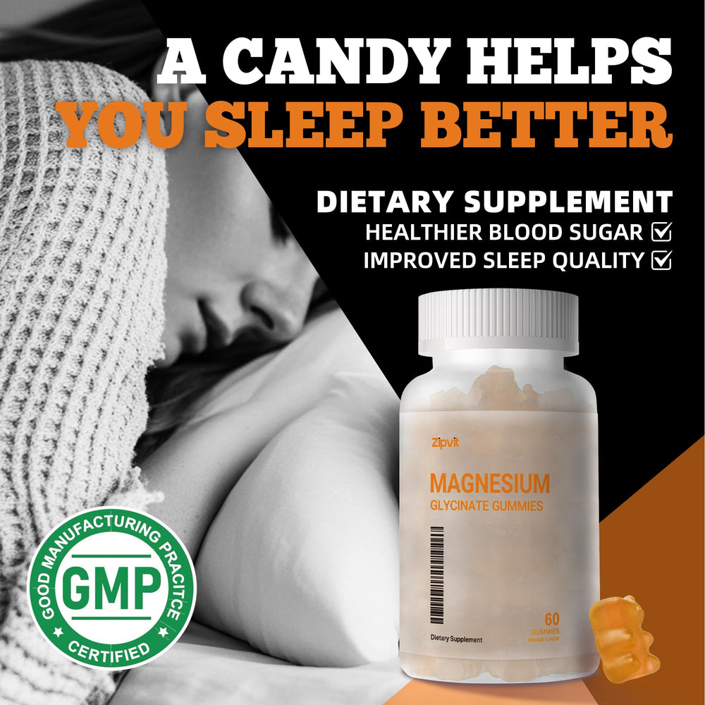 Bottle of 60 orange magnesium glycinate gummies
