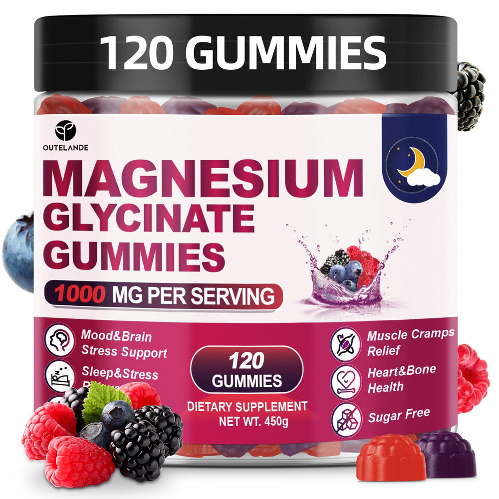 Front view of 120-count Magnesium Glycinate Gummies bottle