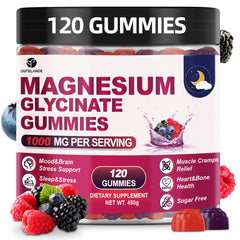 Front view of 120-count Magnesium Glycinate Gummies bottle