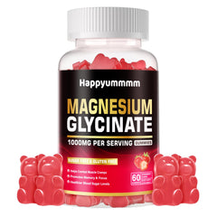 Bottle label shows Magnesium Glycinate Gummies 1000mg