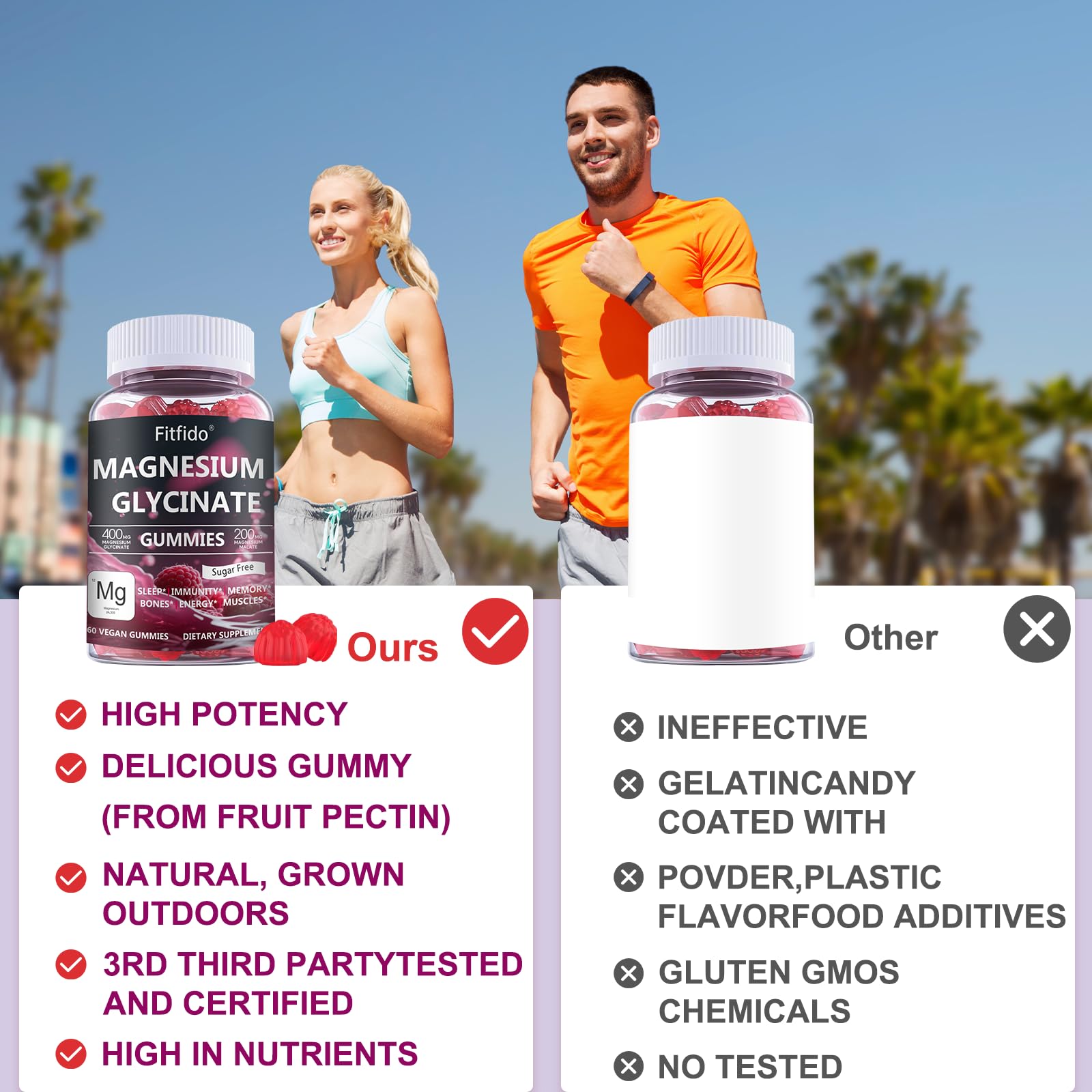 Berry-flavor magnesium glycinate gummy