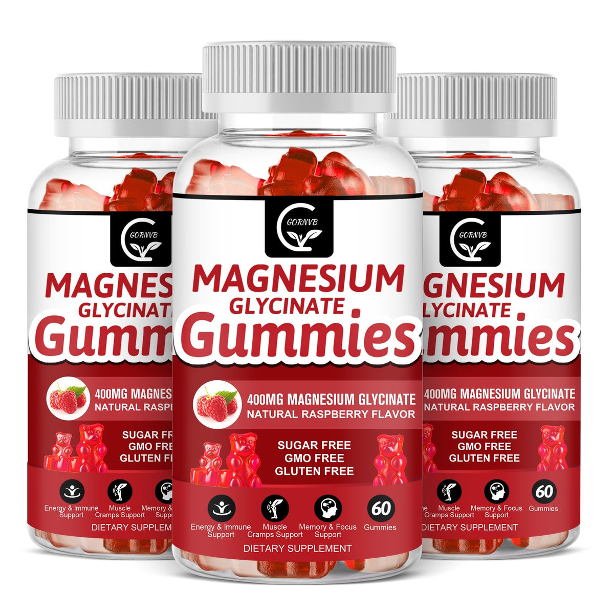 GORNVB Magnesium Glycinate Gummies bottle on white background