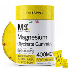 Bottle of Magnesium Glycinate Gummies 400mg Pineapple flavor