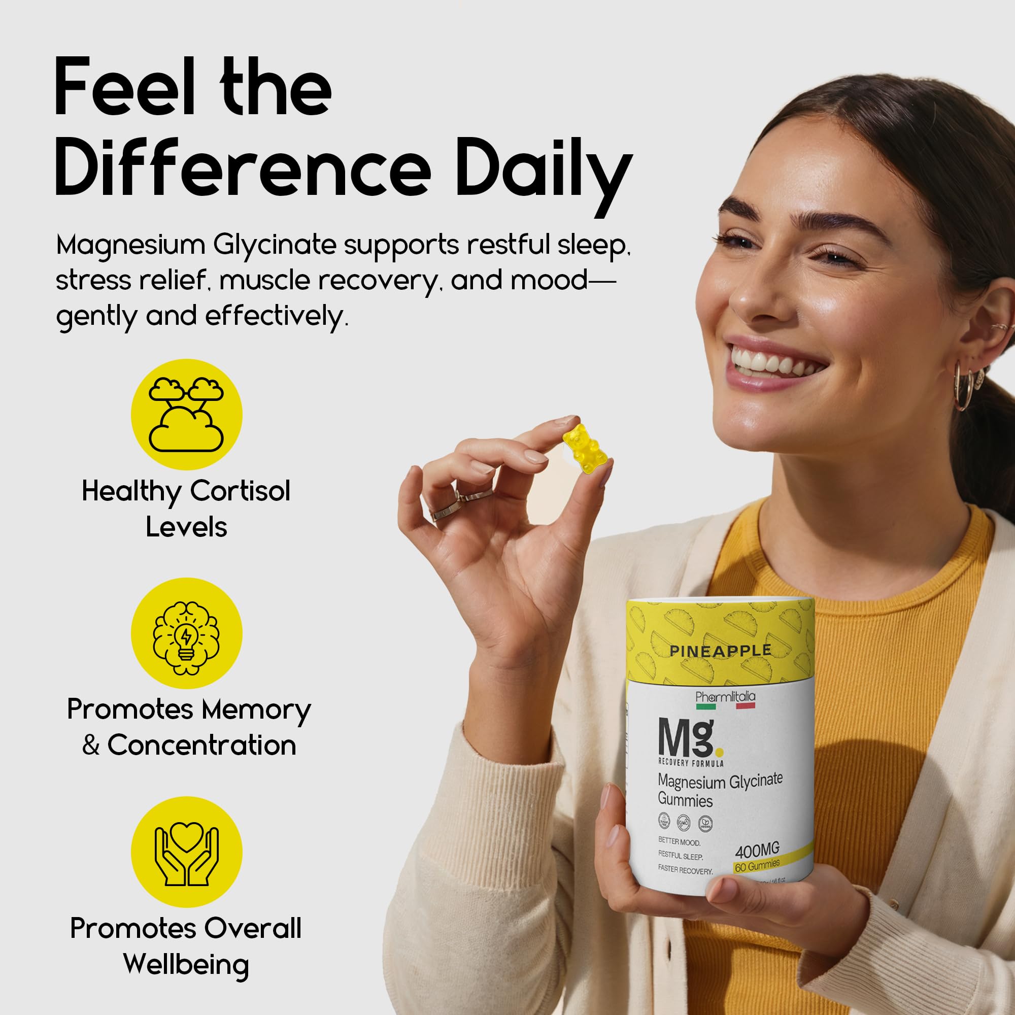 Nutrition label highlighting 400mg magnesium per gummy