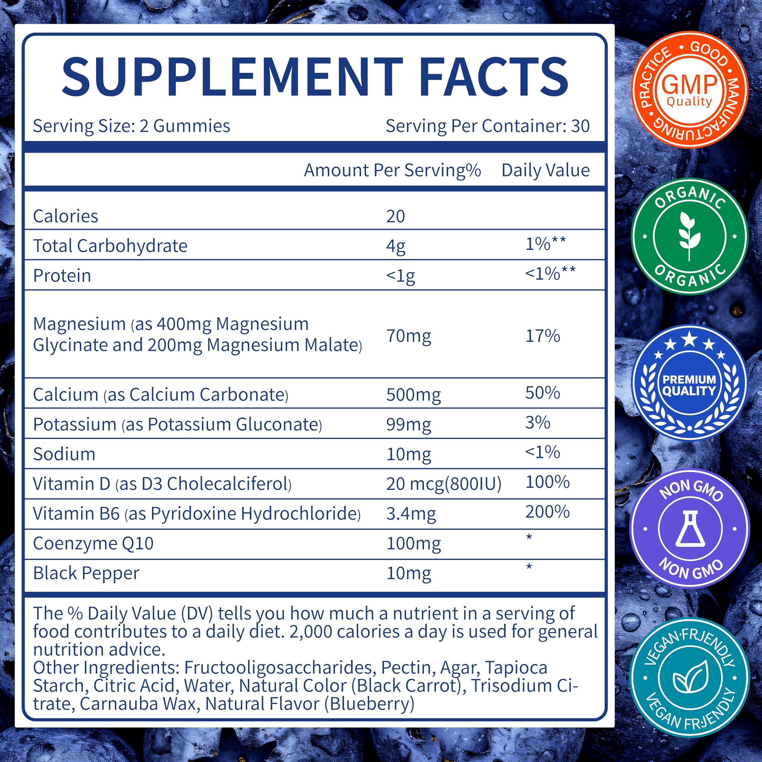 Close-up of blueberry-flavored gummy showing soft chew texture