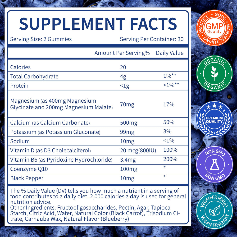 Close-up of blueberry-flavored gummy showing soft chew texture