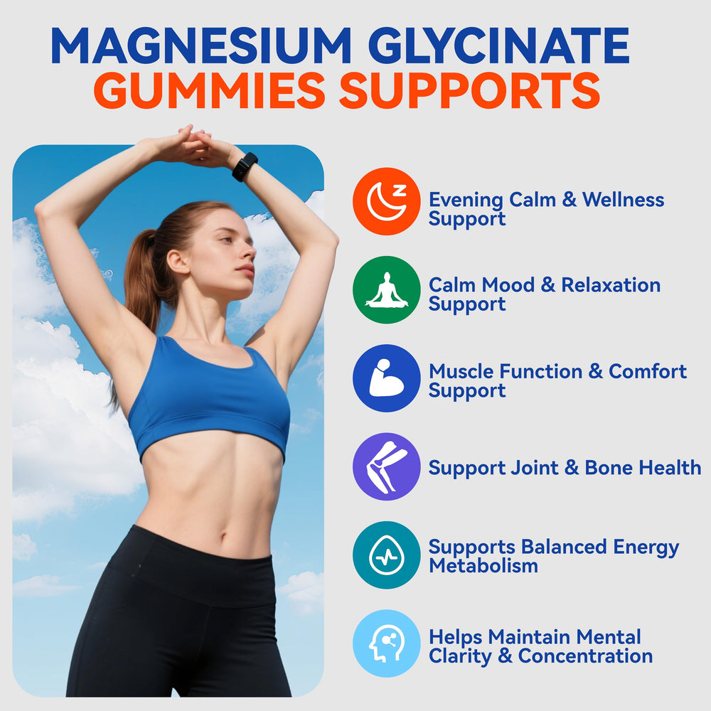 Bottle of Magnesium Glycinate Gummies with 60 gummies per bottle