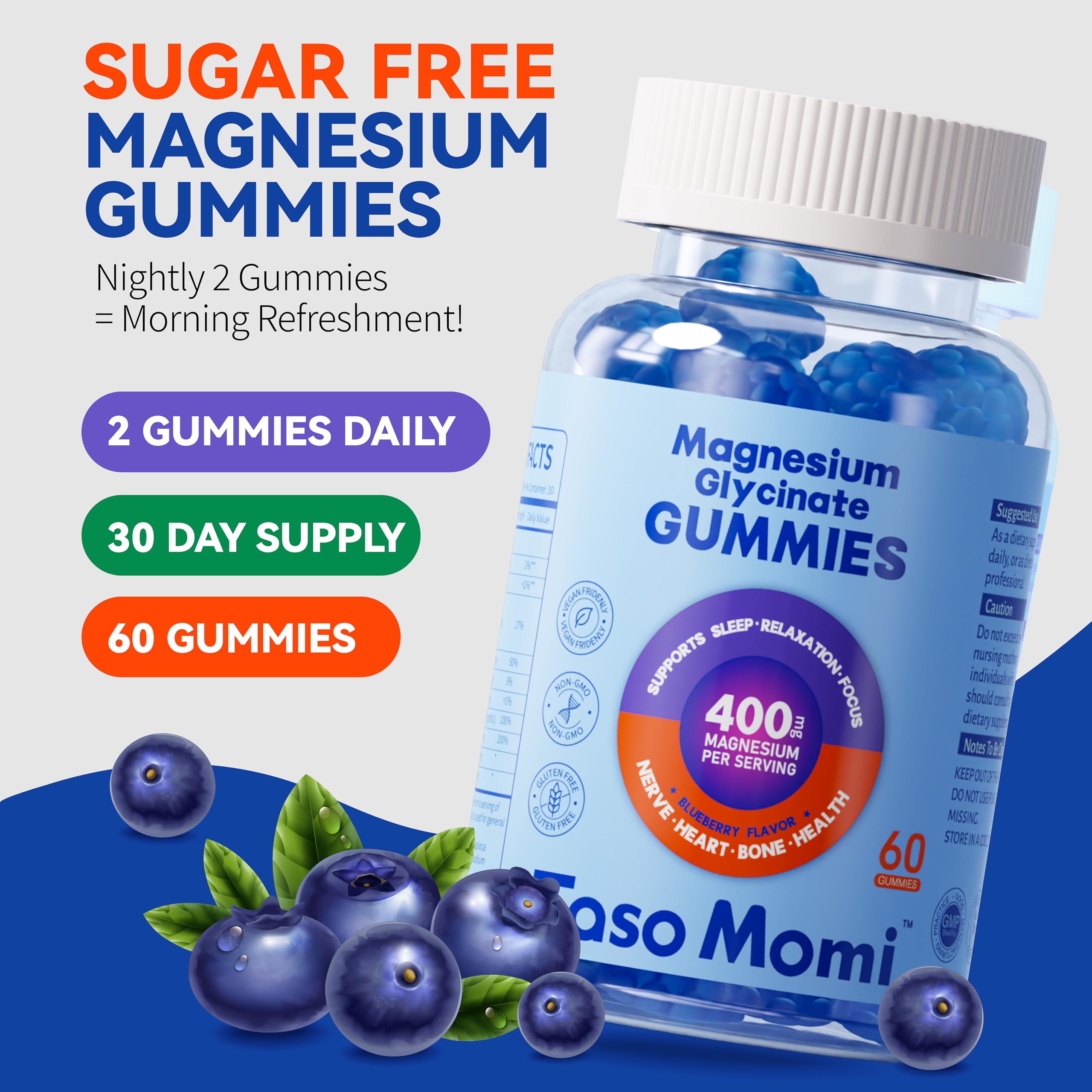 Supplement label with magnesium, vitamin D3 and B6 ingredients