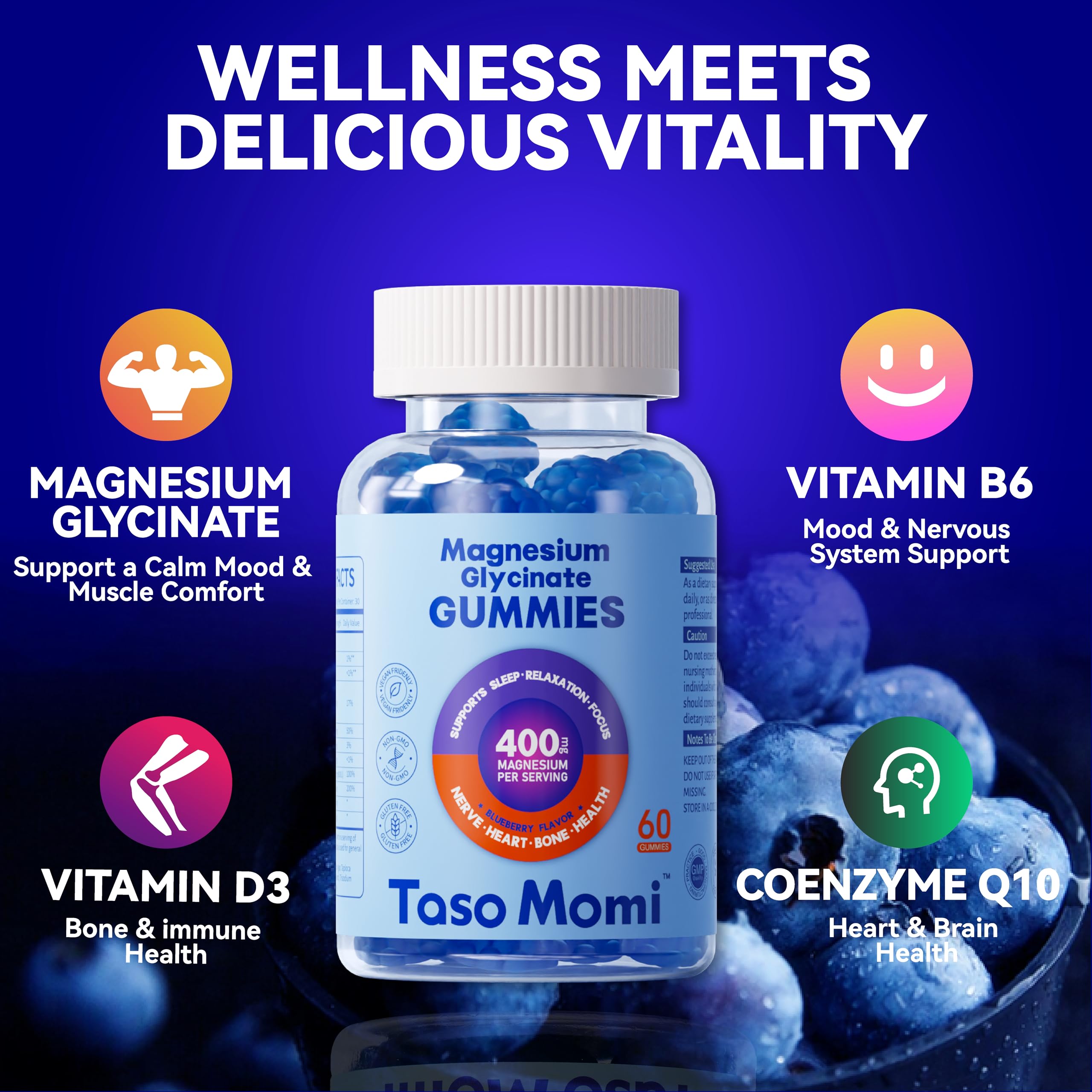 Gummies arranged beside bottle for lifestyle shot