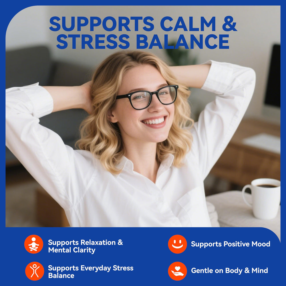 Calm and focused lifestyle scene with blueberry gummies