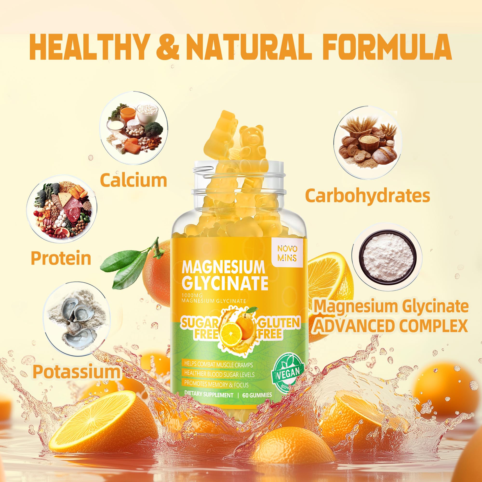 Magnesium Glycinate Gummies 60 bottle with cap