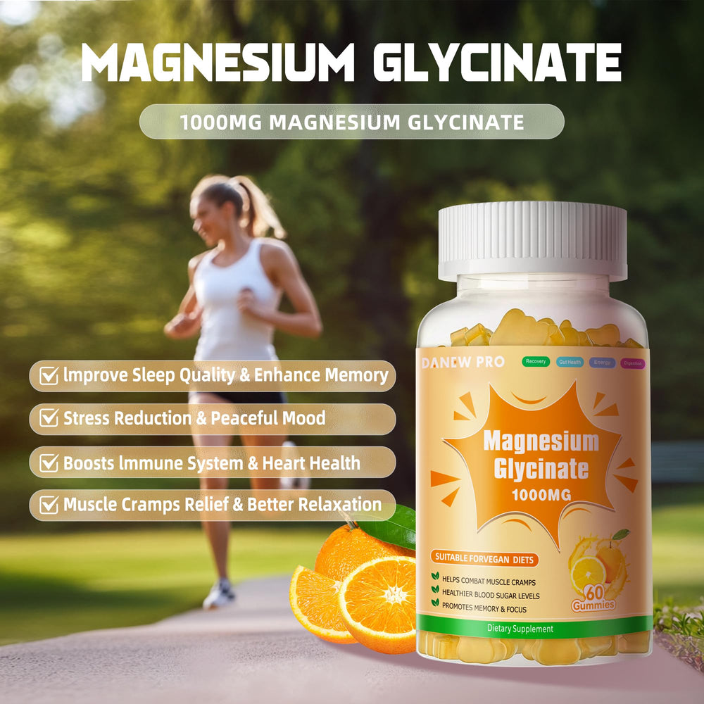 60-count orange magnesium glycinate gummies bottle