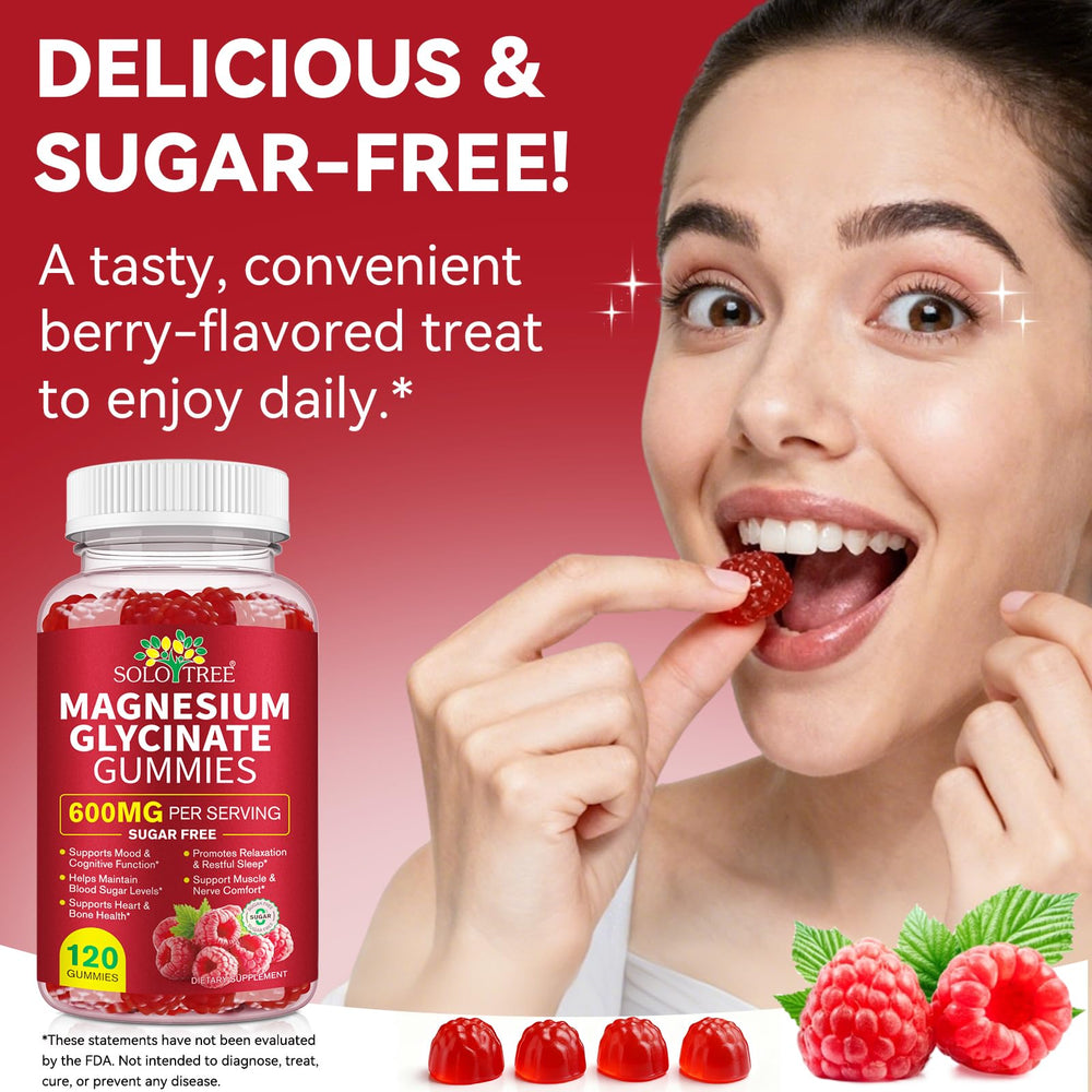 Nutrition label and ingredients on Magnesium Glycinate Gummies bottle