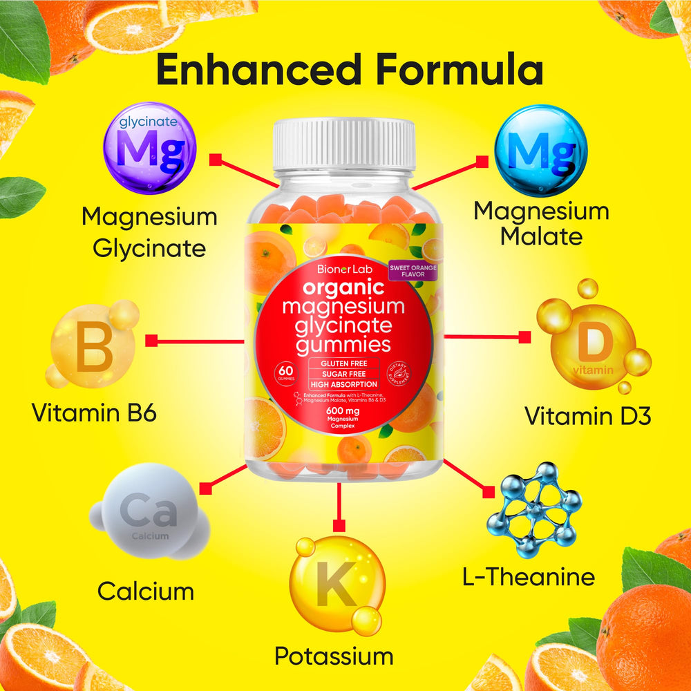 Vegan-friendly magnesium gummies packaging with vegan badge