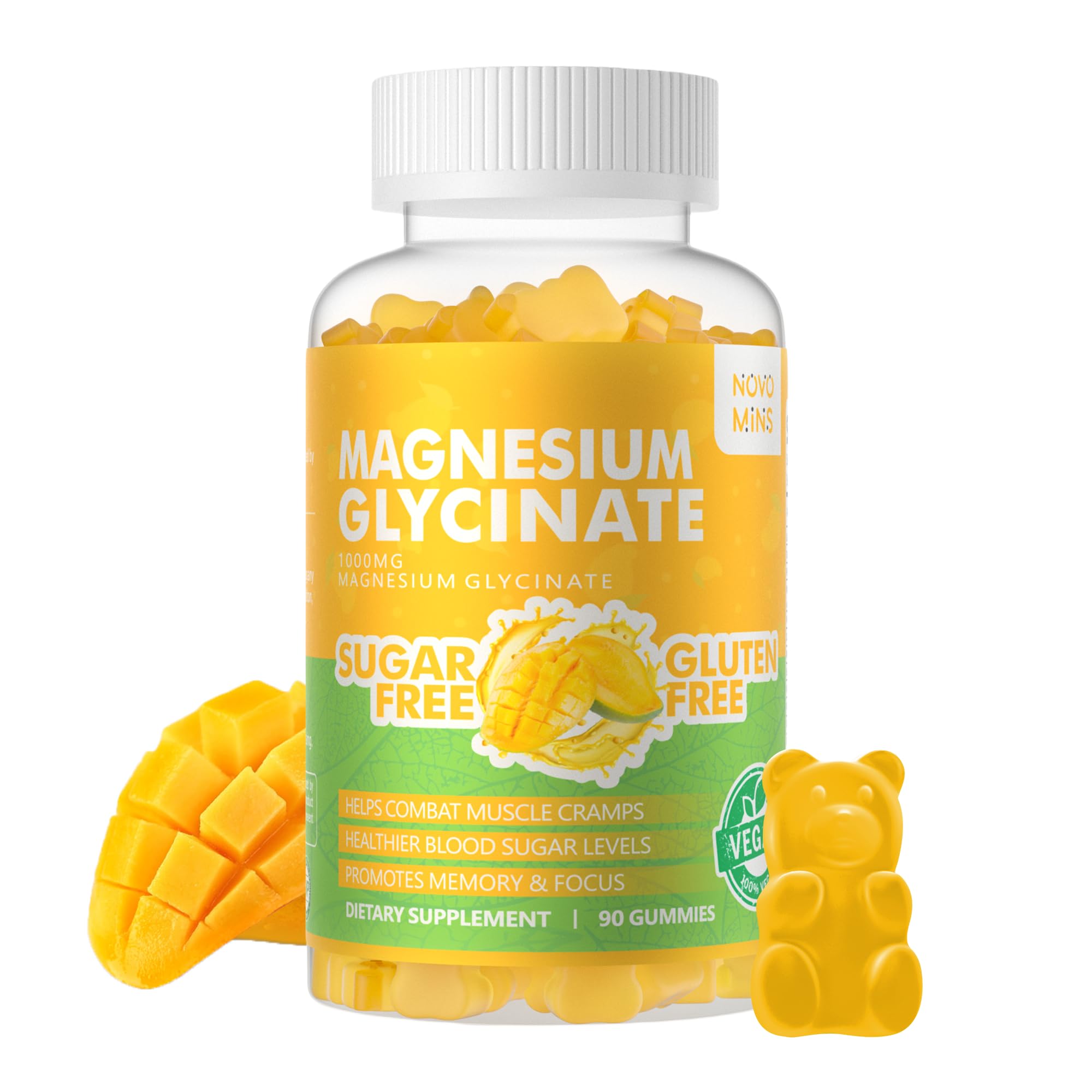 90-count Mango Pineapple Magnesium Glycinate Gummies bottle front