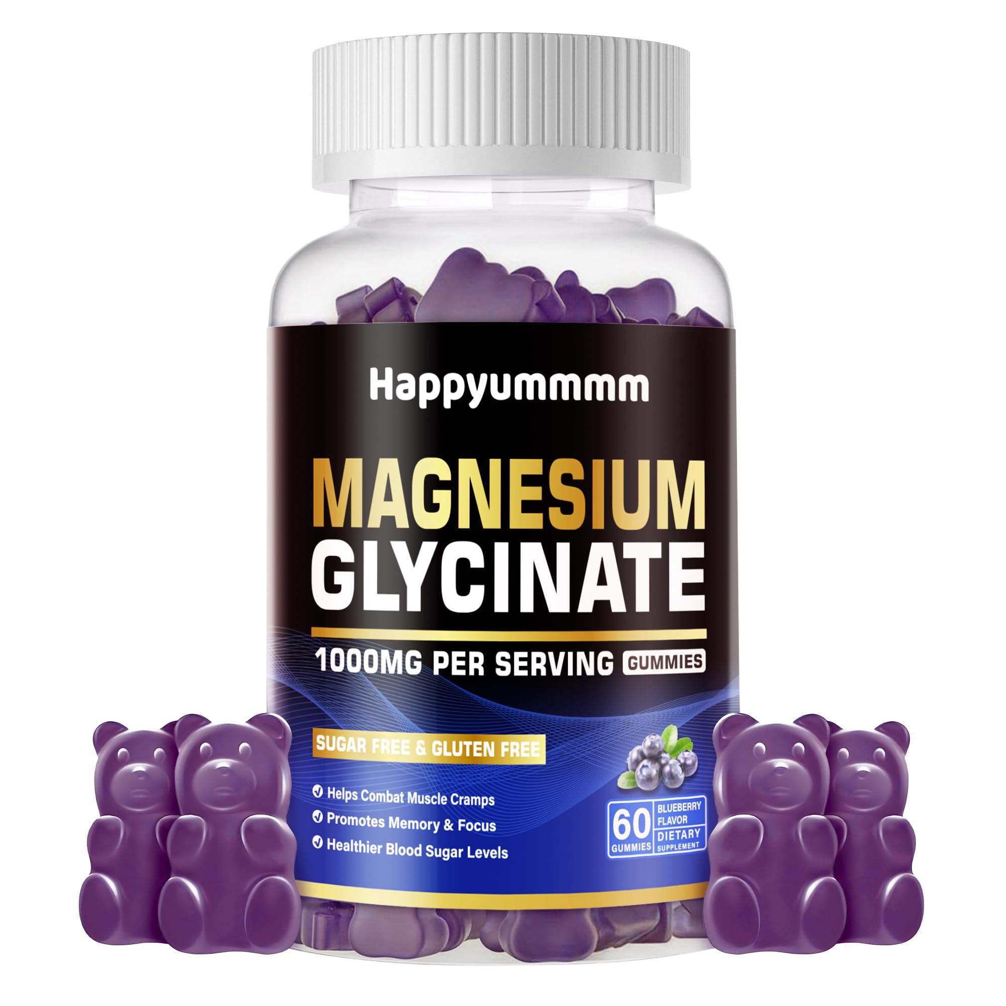 Magnesium Glycinate Gummies Blueberry bottle label