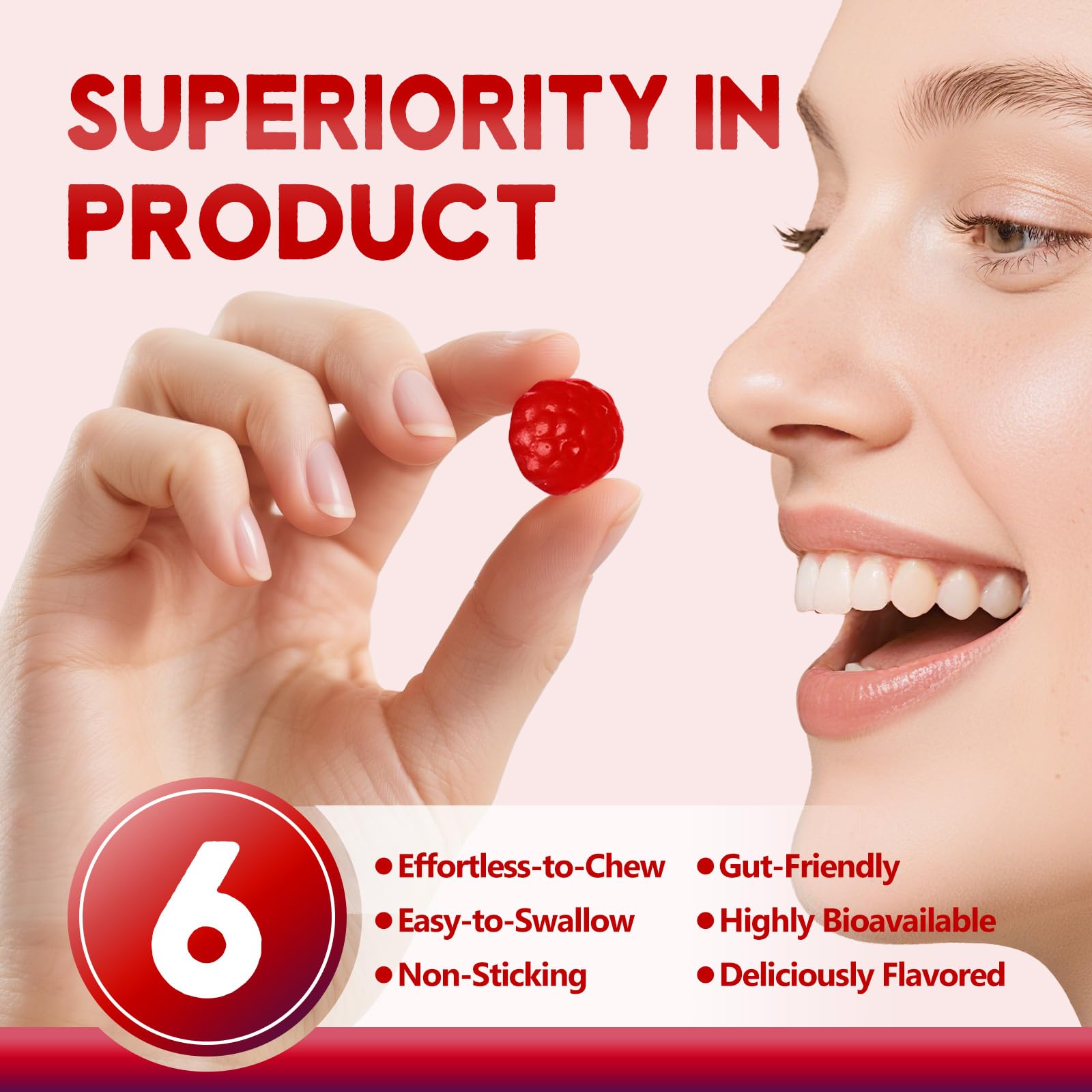 Close-up of mixed berry magnesium glycinate gummies