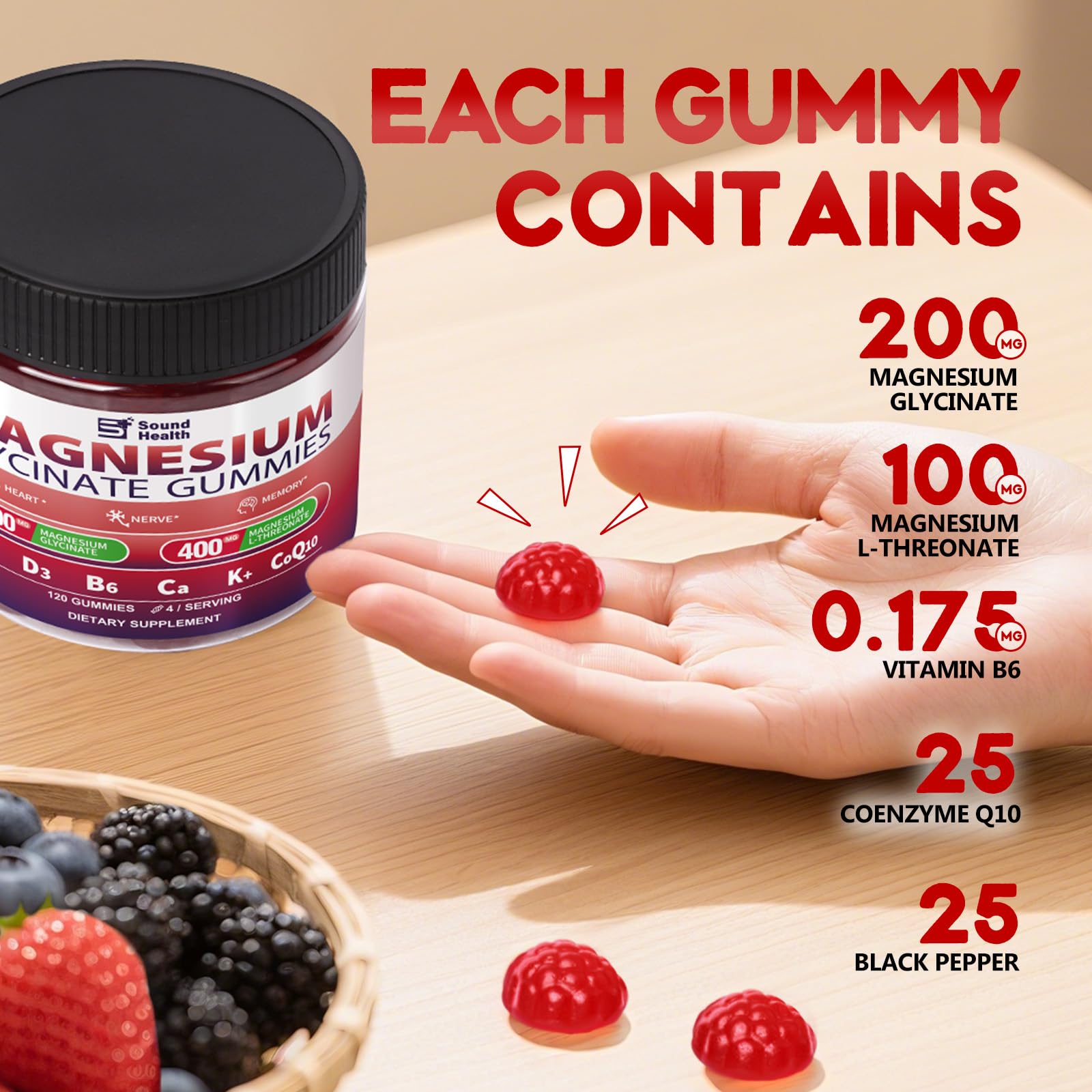 Mixed berry flavored gummies product shot