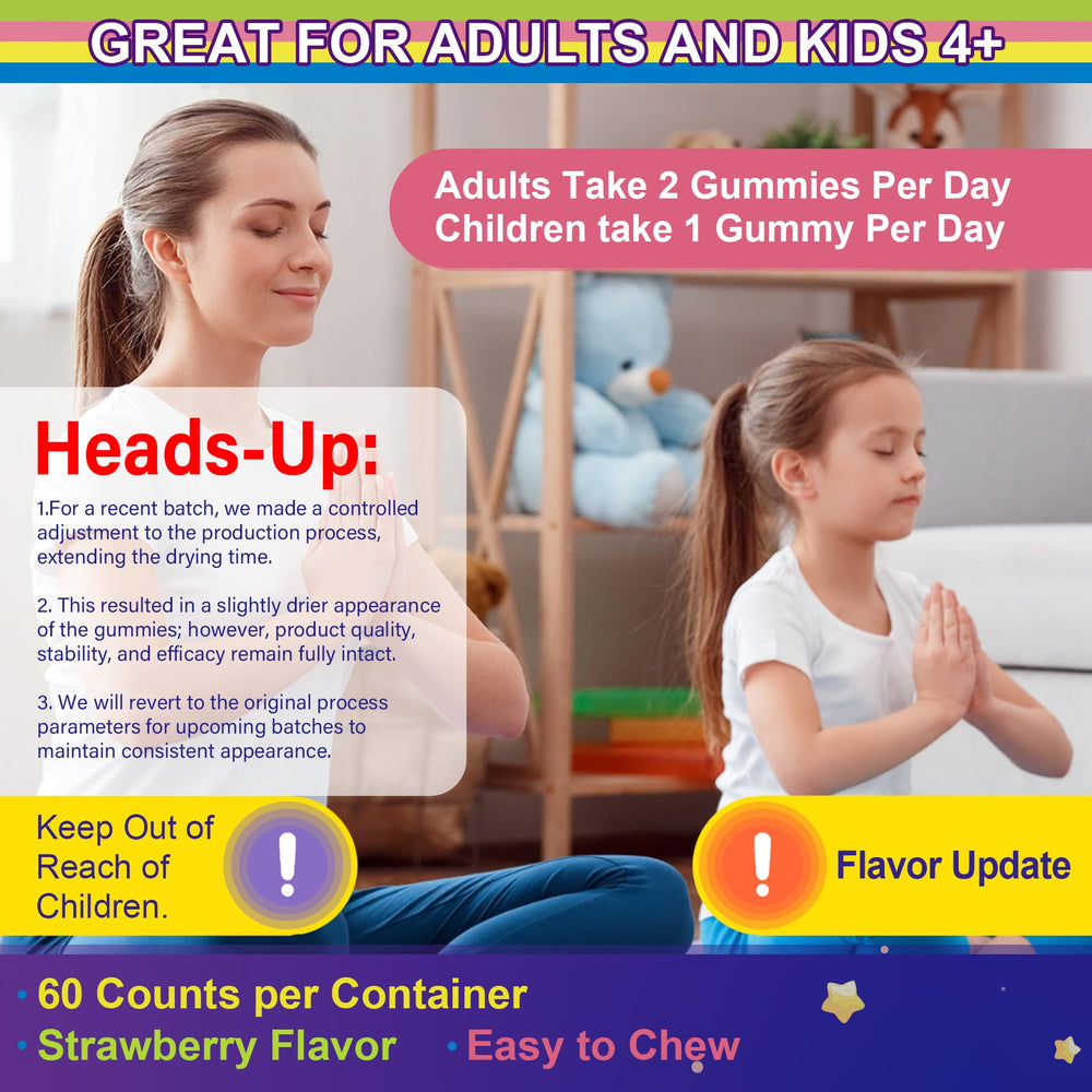 Kids aged 4+ with gummies in a serving context