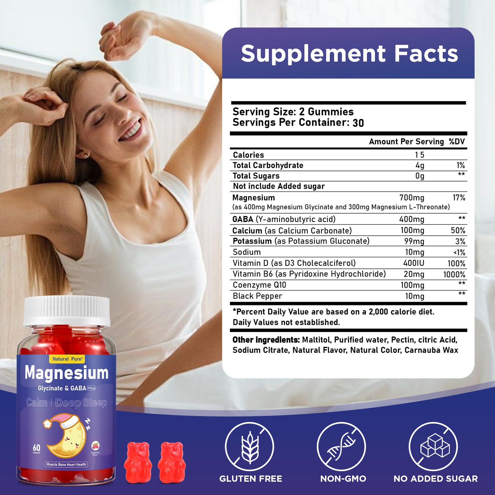 Sugar-free magnesium glycinate gummies close-up