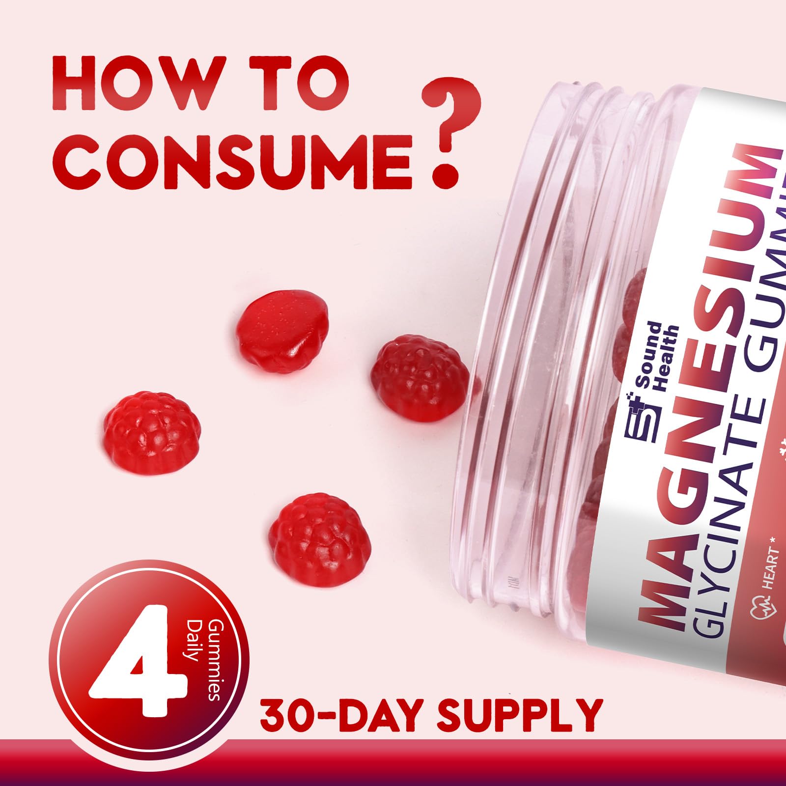 Ingredients panel showing 800mg Glycinate and 400mg L-Threonate with B6, CoQ10