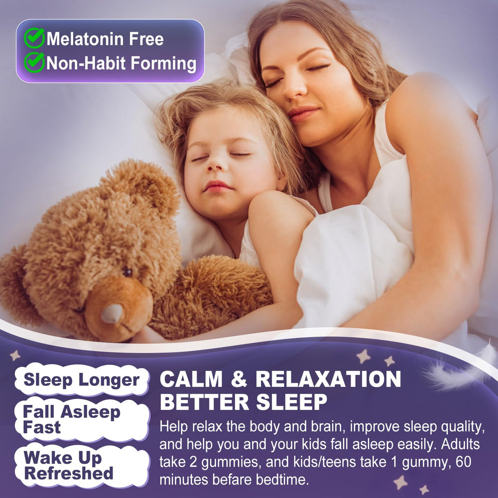 Gummy ingredients: magnesium glycinate, glycine, L-Theanine, Vitamin B6 and zinc