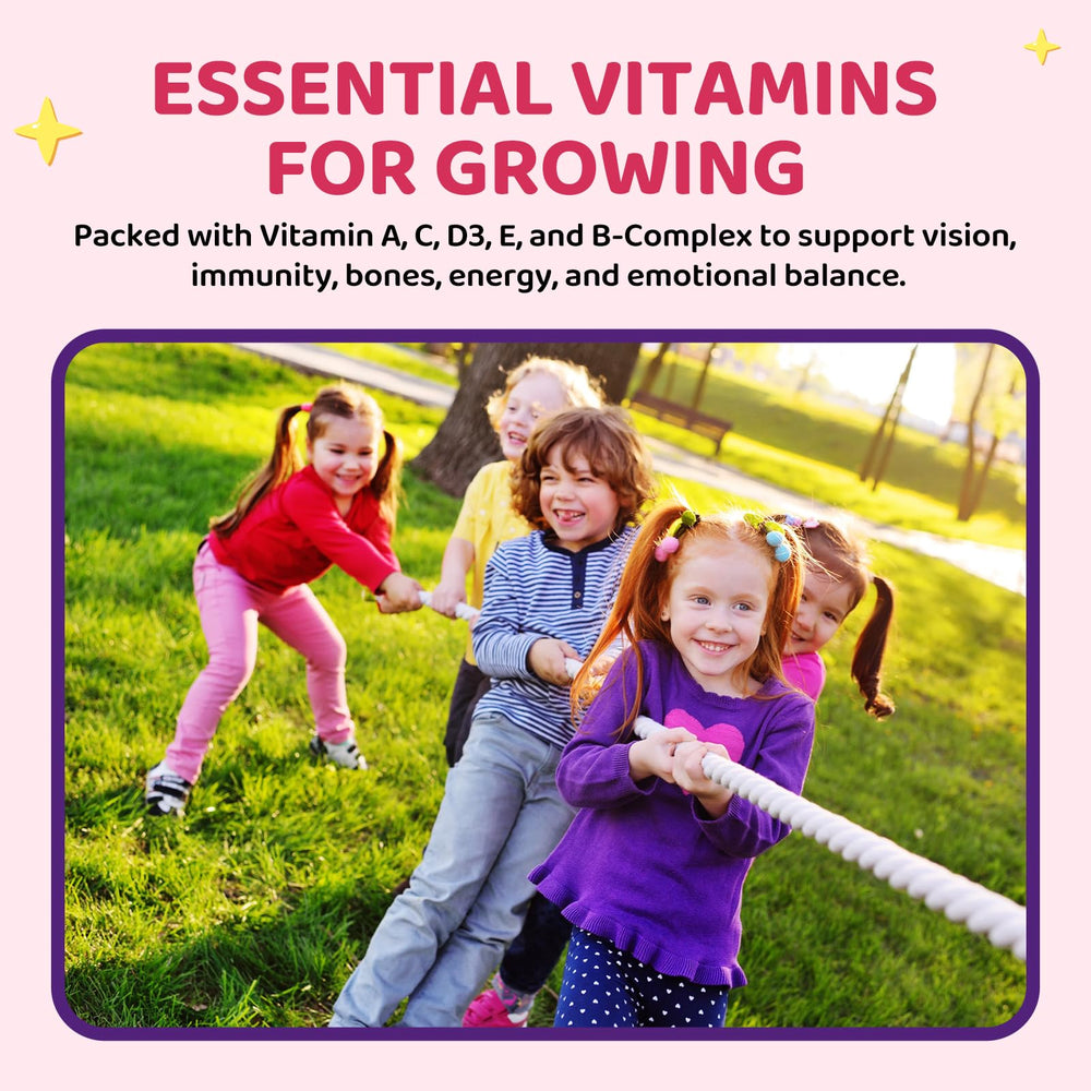 Child taking a gummy with a glass of water