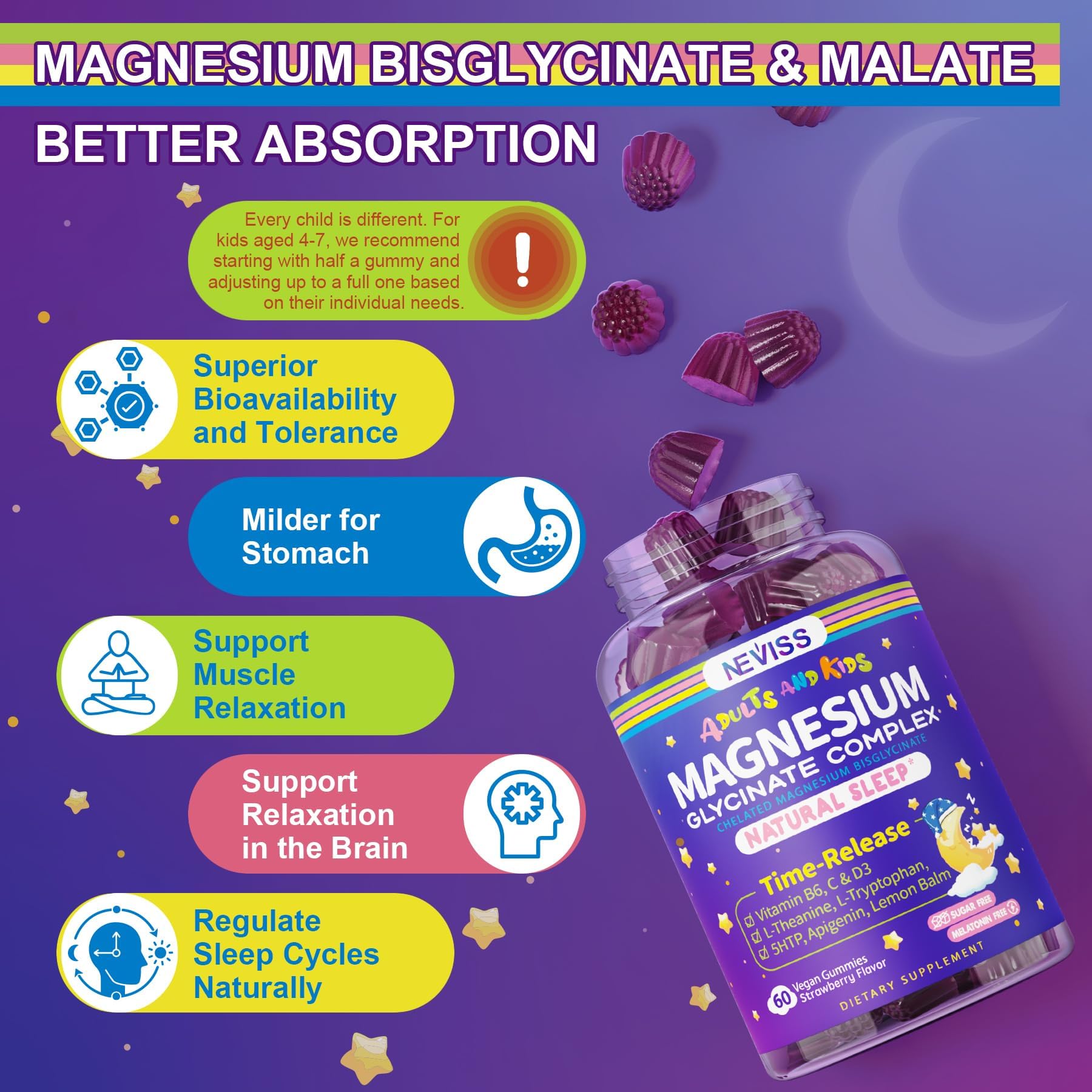 Gummies labeled melatonin-free with vitamins B6, C and D3