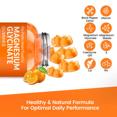 Orange-flavored magnesium glycinate gummies close-up