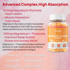 Close-up of orange flavored magnesium glycinate gummies