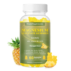 Pineapple-flavored magnesium glycinate gummies bottle - 60 count