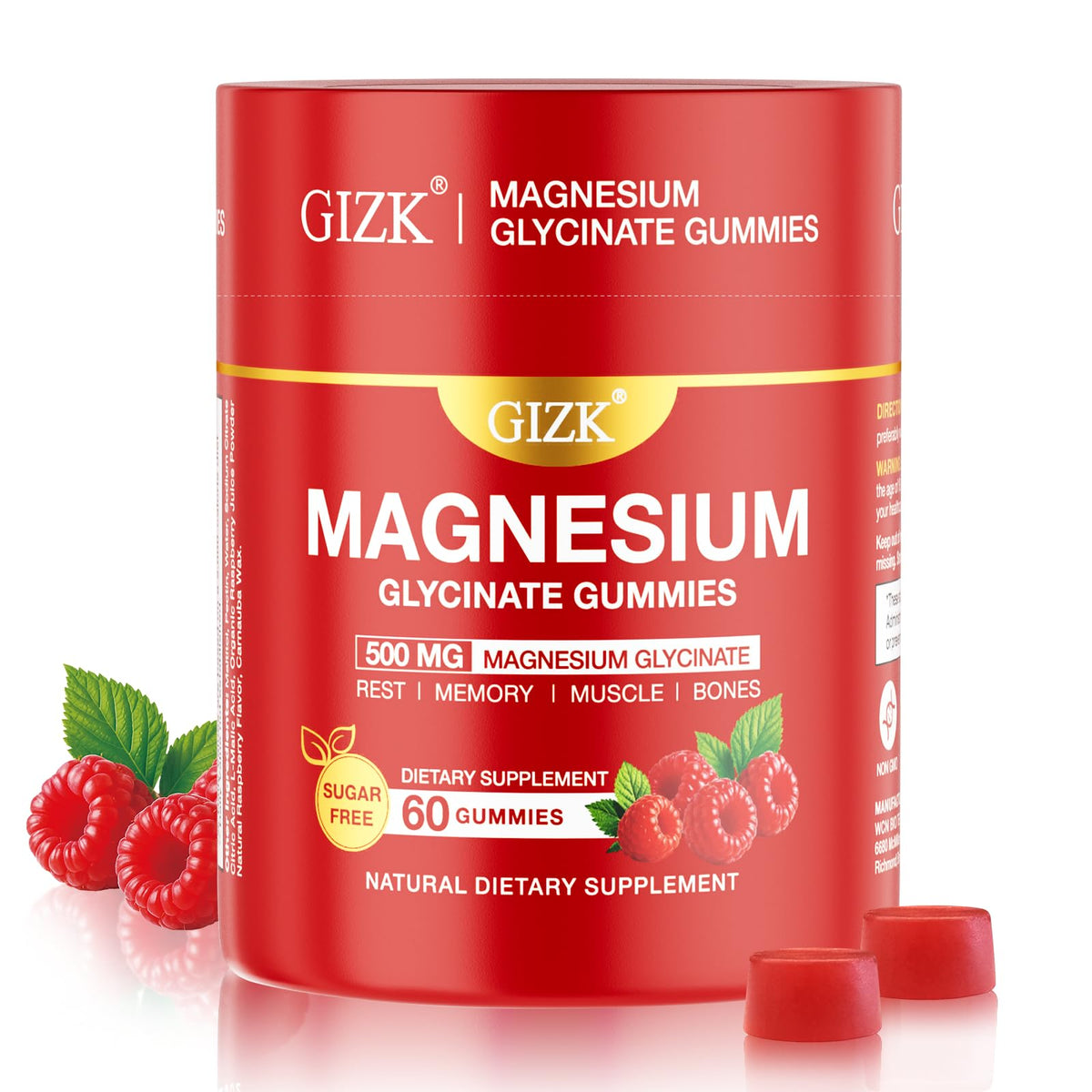 Magnesium Glycinate Gummies Raspberry bottle 60-count