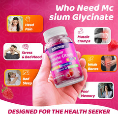 Close-up of Raspberry-flavored magnesium glycinate gummies