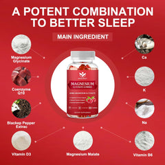 Close-up of raspberry magnesium glycinate gummies