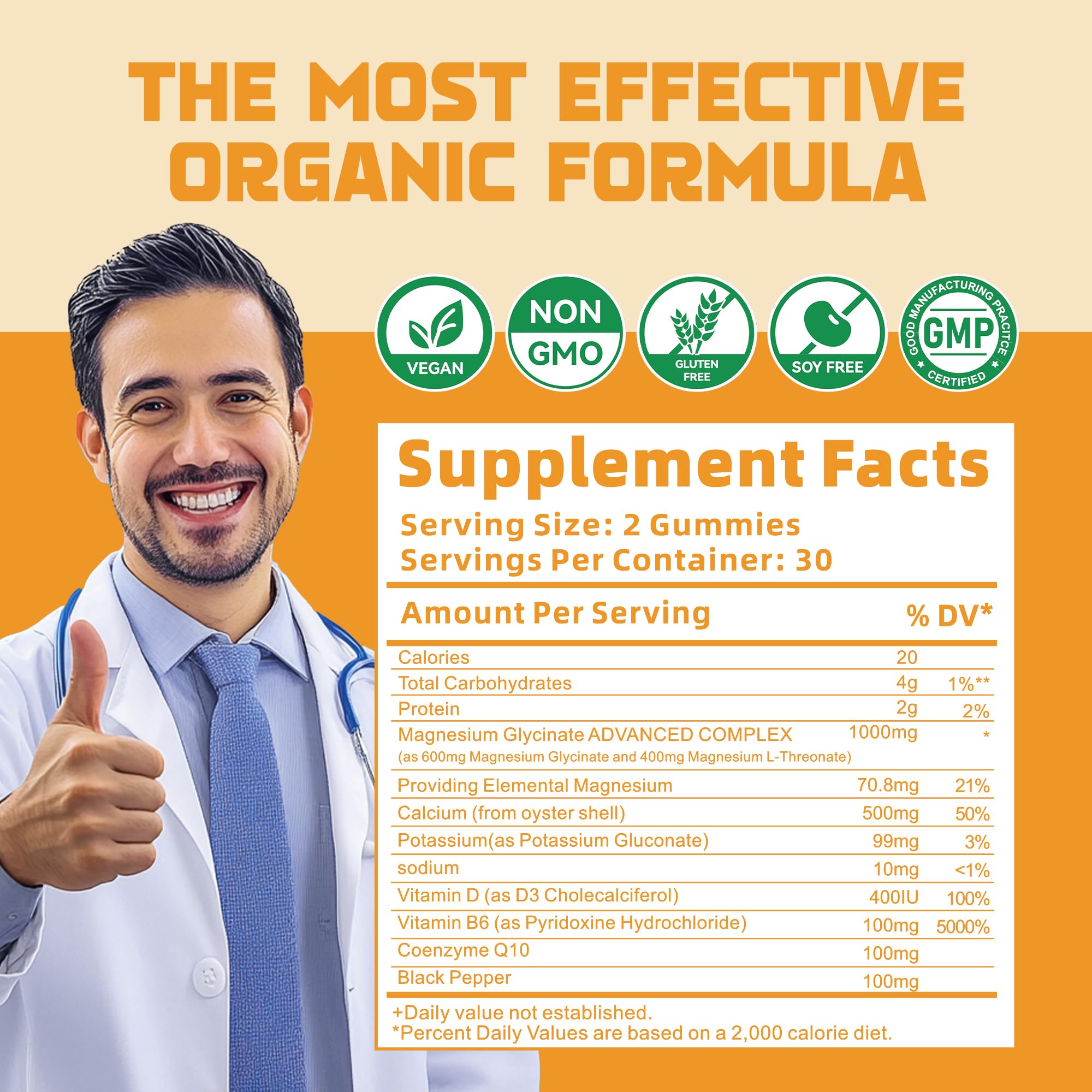 Supplement label highlighting Vitamin D, B6, and CoQ10