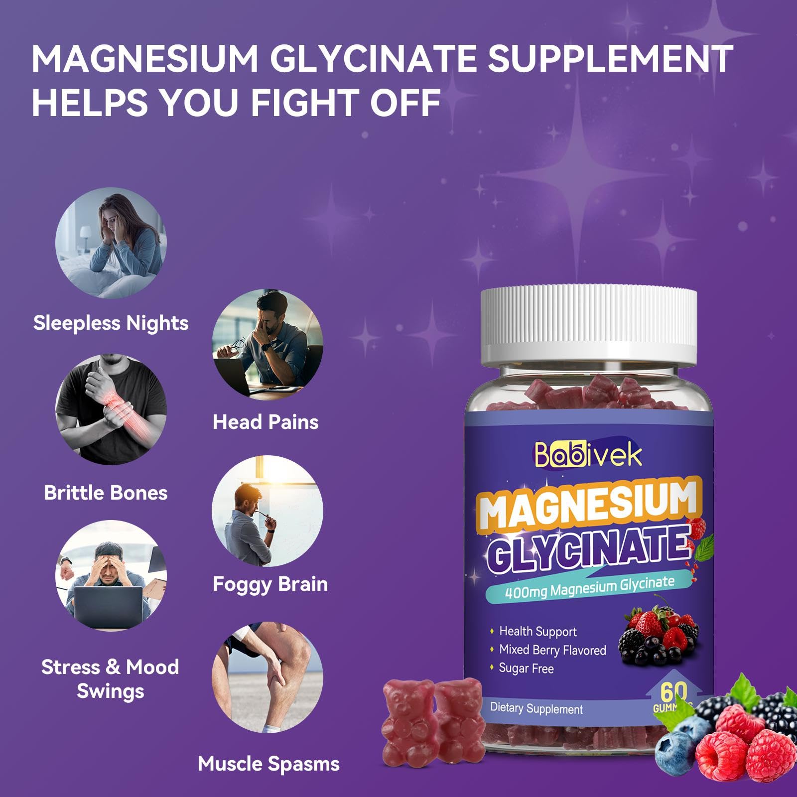 Vitamin D and B6 enriched magnesium glycinate gummies