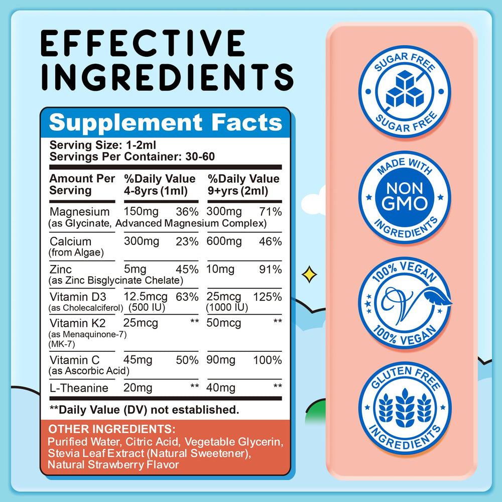 Dropper dispensing magnesium glycinate for kids