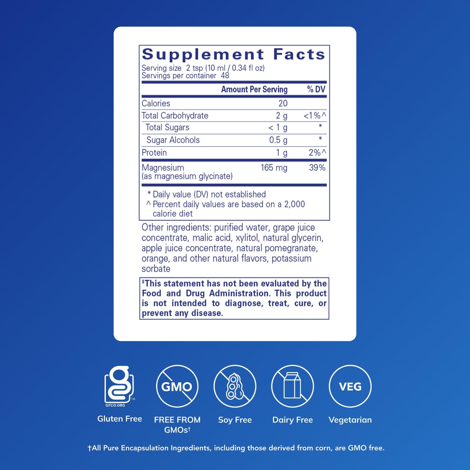 Serving provides 165 mg magnesium glycinate per serving