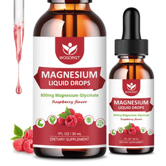 Two bottles of raspberry magnesium glycinate liquid drops in a 2-pack