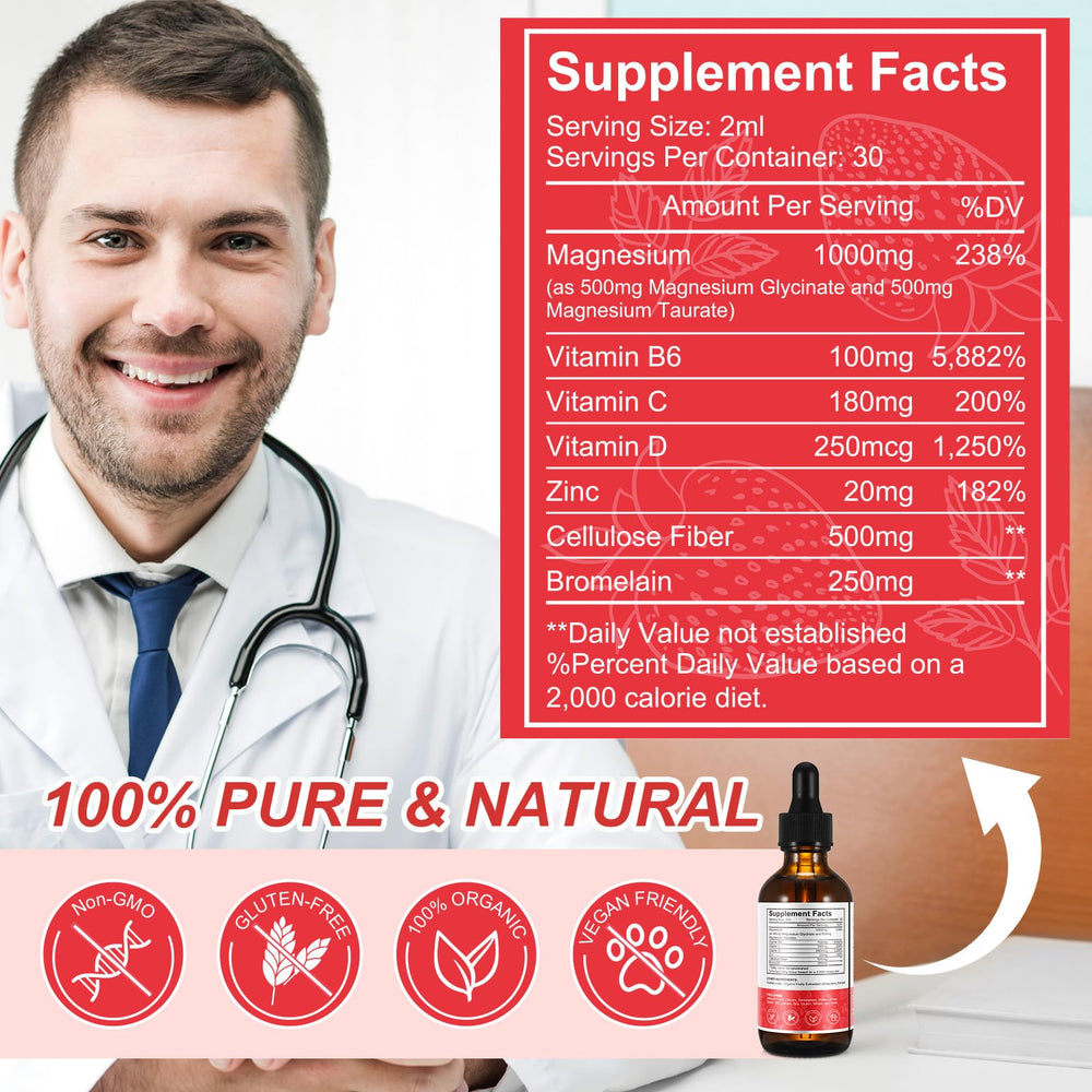 Strawberry flavor Magnesium Glycinate Liquid bottle