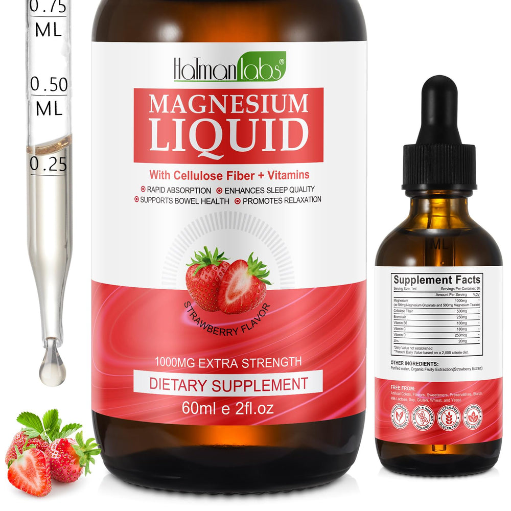Bottle of magnesium glycinate liquid strawberry flavor 2 oz